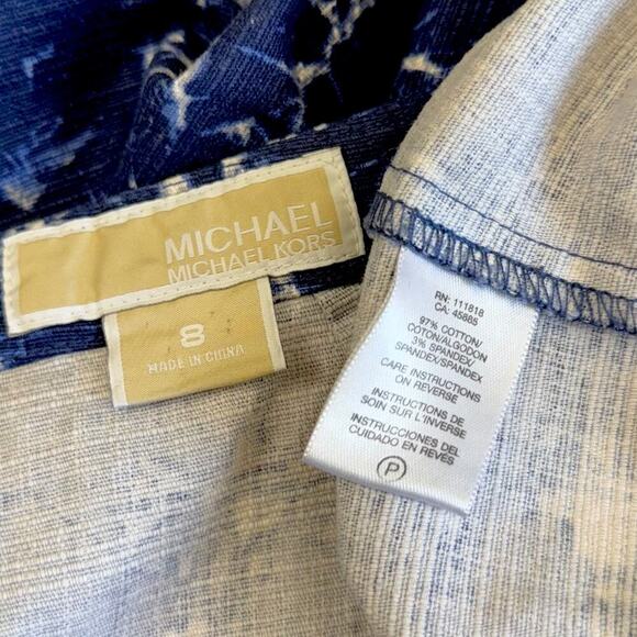 Michael Kors Casual Pencil Skirt Stretch Size 8 Textured Abstract Splatter Navy - Picture 10 of 10